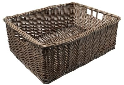 Arthur Cameron - Rectangular Shallow Wicker Storage Tray - Hand-woven by skilled artisans in Northern China, an organiser basket is the perfect home storage solution (Antique Wash, Large)