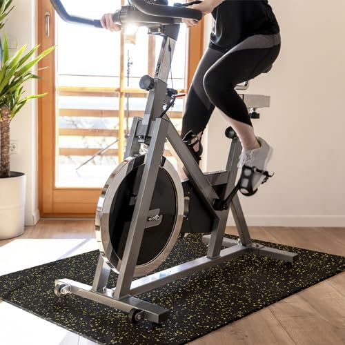 KARAT Bodenschutzmatte Fitnessgerät, Unterlegmatte für Crosstrainer, Laufband, Multifunktionsmatte Keller Trainingsmatte, Schall- und stoßdämpfende Antivibrationsmatte (Braun-Schwarz, 100 x 100 cm)