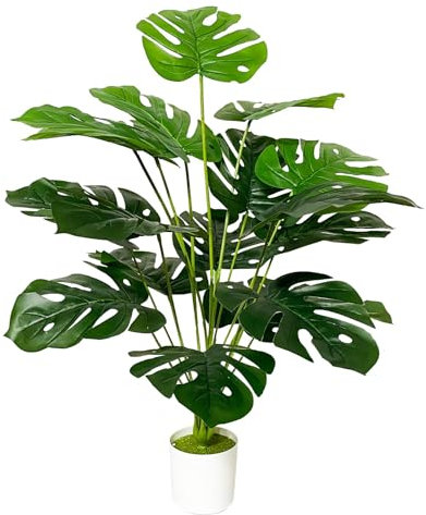 Zelihrdu Fausses Plantes Artificielles Interieur, Plante Artificielle Exterieur, Grande Faux Tropicales Arbre en Pot pour Maison Jardin Salon Chambre Bureau Décoration (75cm Vert Monstera)