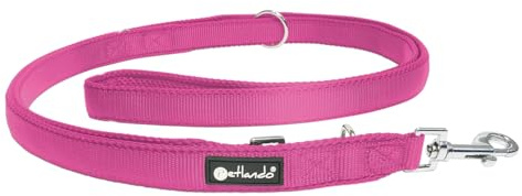 Petlando Hundeleine 2m Mesh weich gepolstert, Fuchsia, 230x1,5cm | Für kleine Hunde, 3-fach verstellbar, pflegeleicht, schnelltrocknend, Karabiner, Führleine, Freihandleine, Umhängeleine