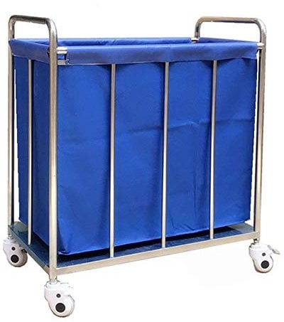 BTZHY Trolley Carts,Hospital Trolley, Supplies Rack,Cart Blue Hotel Rolling Laundry Sorter Cart on Wheels, Heavy Duty Lobby Corrector Linen Cart with Removable Washable Cover