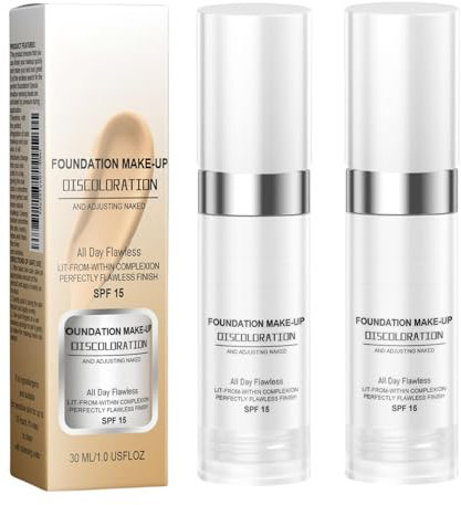 2 Stück Farbwechselnde Foundation, Concealer Abdeckung Makellose Color Changing Foundation Grundierung Versteckt Falten und Linien, Feuchtigkeitsspendende Lang Anhaltender Foundation, SPF15