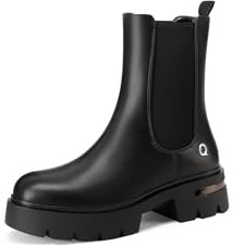 QUEEN HELENA Stivaletti Chelsea Platform Stivali Bassi Casual Donna X31-71 (Nero, Sistema Taglie Calzature EU, Adulto, Donna, Numero, Media, 35)