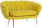 HOMCOM Divanetto 2 Posti in Tessuto Effetto Velluto, Piccolo Divanetto Vintage con Braccioli, Moderno, Seduta Imbottita per Camera da Letto e Soggiorno, 130x77x77cm, Giallo