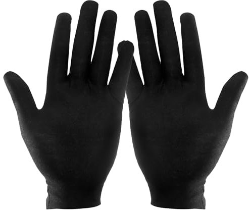 Baumwollhandschuhe 2 Paar Schwarze Stoff Handschuhe Baumwolle Weiche Textilhandschuhe für Hautpflege Handmasken Schmuck Untersuchen Stoffhandschuhe mit zertifizierter Hautverträglichkeit