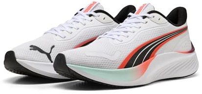 PUMA Unisex Pounce Lite Straßen-Laufschuh, Weiß, leuchtendes Rot, 40.5 EU