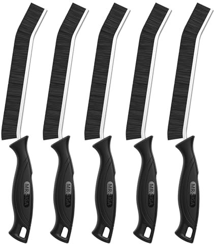 MR.SIGA Fugenreiniger-Bürste mit Griff, Hochleistungs-Schrubberbürste für Tiefenreinigung, Flexible Fliesenreiniger-Bürste, 5er Pack, Schwarz