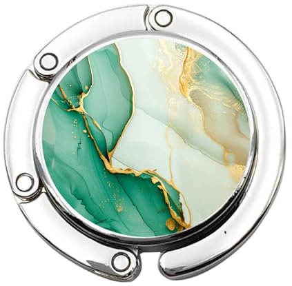 Mezrkuwr Support de sac pour table Motif marbre Support de sac à main Crochet pliable antidérapant Support pour sacs à main Plateau de table Support de sac Vert, vert, L