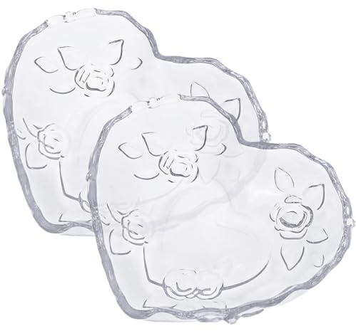 PRETYZOOM Lot de 2 Plaques en Verre Transparent de Cœur Rose en Relief, Plat Multifonction Décoratif pour Fruits et Bijoux Lors de Sorties la Maison