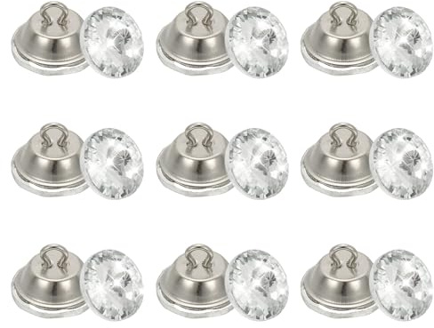sourcing map 25 Pcs Rhinestone Crystal Buttons, 18mm Upholstery Tufting Buttons with Metal Loop for Sewing Sofa Bed Headboard DIY Crafts Decoration