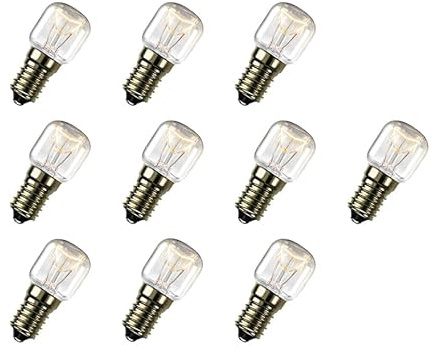 10 Pack of Salt Lamp 15W SES E14 Pygmy Bulbs Fridge, Oven, 300° Heat Resistant Appliance SES Incandescent Dimmable