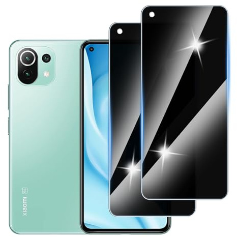 Hirshen [2 Pièces] Anti-Espion Verre Trempé pour Xiaomi 11 Lite, Confidentialité Protecteur d'Écran Verre,Anti Rayures, 9H Dureté,Sans Bulles