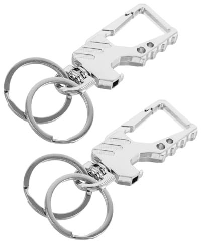 LEEQBCR 2 PCS Portachiavi Apribottiglie Birra in Acciaio, Portachiavi Anello Portachiavi Cavatappi Birra Resistente Portachiavi con Moschettone Portachiavi, argento