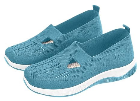 Generisch Slip-ins Damen Orthopädische Schuhe Damen Slip on Sneaker Leicht Weite H Walkingschuhe Bequeme Breite Füße Krankenschwester Sommerschuhe Freizeit rutschfeste Hallux Valgus Sky Blue 36
