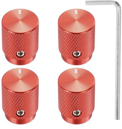 QUARKZMAN Aluminium Potentiometer Knöpfe 6×12.5×16mm Rot 4 Stück | Universelle Lautstärke Tonregler Knöpfe mit Schraubenschlüssel für Gitarre, Bass