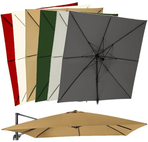 Toldo de repuesto para sombrilla para exteriores, tela rectangular grande de 3 x 4 m, para sombrillas de jardín y patio (caqui, 4 x 13 x 10 pies) duradera, resistente a la intemperie, protección UV