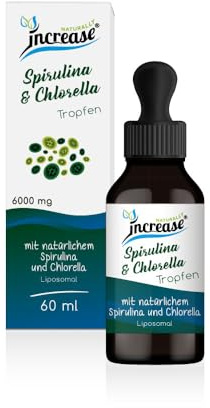 Liposomale Spirulina & Chlorella Tropfen hochdosiert - (180.000mg pro Packung) 6000mg Spirulina & Chlorella pro Tagesdosis - MCT Öl - Hohe Bioverfügbarkeit