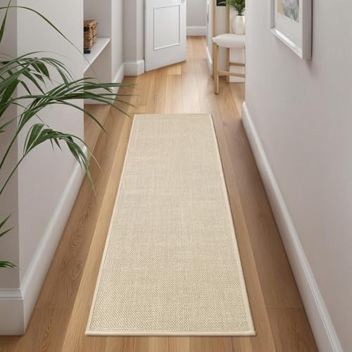 Cheerx Alfombra de cocina antideslizante, lavable, alfombra de cocina tejida, absorbente, de alta calidad, para cocina, comedor, lavandería (beis, 50 x 120 cm)