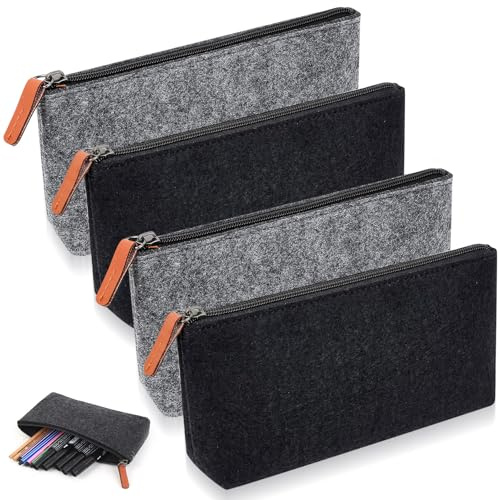 4 Stück Filztasche mit Reißverschluss, Plotter Rohlinge zum Beplotten, Kosmetikbeutel, Filz Kosmetiktasche zum Beplotten, Federmäppchen, Filz Tasche, Stifttaschen für Bleistifte Andere Schulbedarf