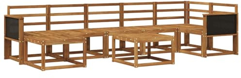 vidaXL Outdoor-Sofagarnitur 8 pcs Natur Massivholz Akazie, Modernes Garten-Sofa-Set, Flexible Sitzgelegenheiten, Akazienholz, Lounge für Poolbereich, schnell zusammengebaut