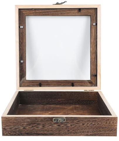 BESPORTBLE 1pièce Boîte de Rangement pour Spécimens Bois Vintage avec Couvercle Verre Acrylique Protection Anti-poussière Grande Capacité pour Insectes et Plantes Style Rétro Élégant