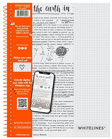 Whitelines Notizbuch, Drahtkammbindung, Graph, 70 Bögen, volle Größe grau