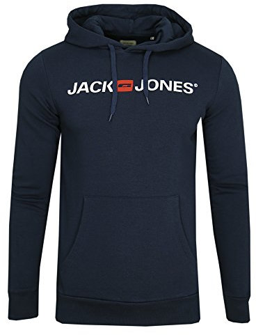 JACK & JONES Herren Kapuzenpullover Jjecorp Logo Sweat Hood Noos, Blau (Navy Blazer Detail:Reg Fit), Small
