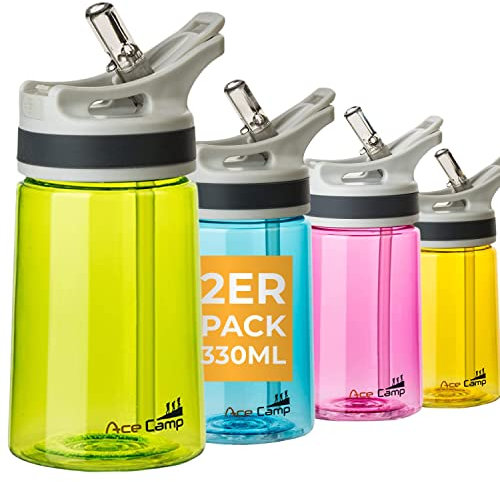 AceCamp TRITAN Trinkflasche | Sportflasche | BPA-frei I für alle Getränke I 2 x Springdeckel grün 350 ml