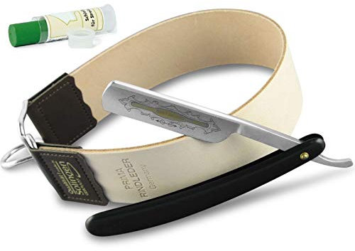 Rasiermesserset Solingen Streichriemen Schleifpaste und Rasiermesser mit Goldätzung BRAND von InstrumenteNrw mit Sitz in Germany