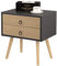 EUGAD 0062ZZ Nachttisch Beistelltisch mit 2 Schubladen Nachtkommode Nachtschrank Holzbeine MDF 46x35x50cm Grau