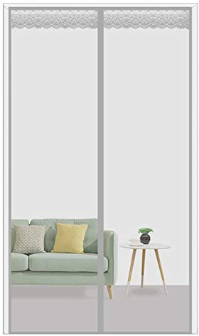 Tenda zanzariera Magnetica 95x210cm(37x83inch) Zanzariere a Rullo Chiusura Automatica Magnetica Anti-Zanzare per Porte Camera da Letto Casa, Grigio