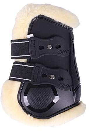 QHP Streichkappen Ontario mit Fellimitatfutter und Schnellverschlüssen (Vollblut, Schwarz)