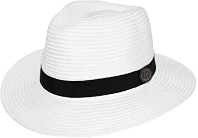 House of Ord Cape Town Reef Pana-Mate Fedora Hut Herren Sonnenhut Packbarer Golfhut mit Golfballmarker Strohhut mit UV Schutz - 3 Farben in Größen M/58cm-L/61cm - Größe: L-XL: 61 cm Farbe: Weiß