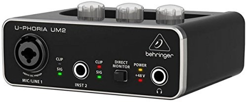 BEHRINGER UM2 U-PHORIA InterFACHE 2 x 2 USB Soundkarte 2 in 2 OUT PRÄMPFER MIKROFONIUM SOFTWARE PC MAC EX-DEMO