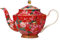 Maxwell & Williams HV0159 Teekanne, 1000 ml, rund - TC Silk Road - Porzellan - mit Sieb, Deckel in Geschenkbox - Rot