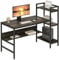 Dripex Computer Desk with 4 Tier Storage Shelves - 41.7 Inch Student Study Table with Bookshelf Modern Wood Desk with Steel Frame Home Office Workstation(Dark Walnut)
