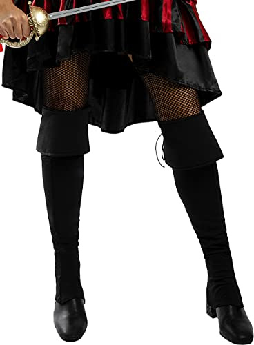 Funidelia | Surbottes Hautes Noires pour Femme Corsair, Boucanier - Couleur: Multicolore, Accessoire pour déguisement - Déguisements Amusants pour Vos soirées.