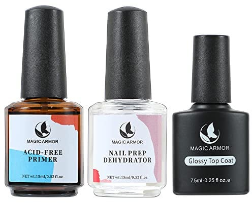 MAGIC ARMOR Nail Dehydrator und Nail Primer Set Professional Nail Quick Air Drying Primer für Gelnägel Dehydrator für Nägel for Reinigt die Nagelfettschicht Nail polish verstärkt die Haftung