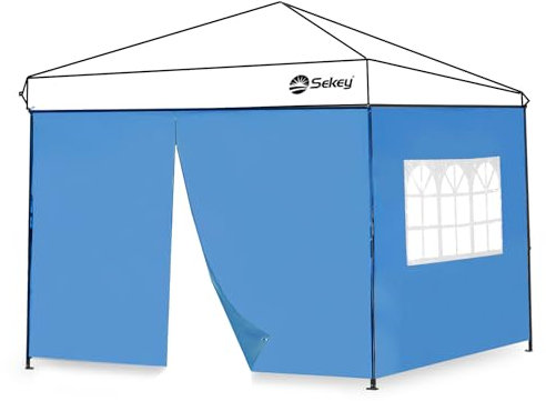 Sekey 2 Paneles Laterales con Cremallera & Ventana, Paredes Laterales para 3x3m Cenador Plegable Carpas de Jardin, Impermeables, Azul