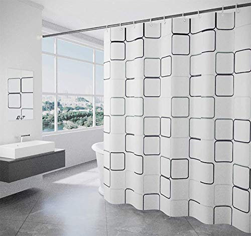 lulupila Duschvorhang Textil Antischimmel Schimmelresistent Wasserdicht Anti-Bakteriell Wasserabweisend Stoff Polyester mit Gewicht Waschbar für Dusche Badewanne mit Duschvorhangringen (180 x 200 cm)