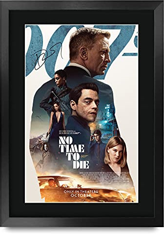 HWC Trading FR A3 James Bond No Time to Die Daniel Craig Geschenke Gedruckt Poster Unterzeichnet Autogramm Bild Für Film Erinnerungsstücke Fans - A3 Eingerahmt