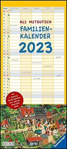 Ali Mitgutsch Familienkalender 2023 – Wandkalender – Familienplaner mit 5 Spalten – Format 22 x 49,5 cm