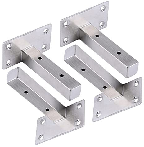 4 Stück Edelstahl Silber Regalhalterungen Industrielle Regalwinkel Schwerlast Regalträger Quadratische Rohre Wandkonsole, mit Schraube