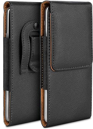 moex Plug Case für Samsung Galaxy A20s Hülle mit Gürtelclip, Handy Gürteltasche PU Leder, Handyhülle zum Einstecken, Lederhülle Gürtel Schutzhülle Einsteckhülle Etui, Schwarz