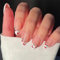 Sethexy White French Tip Pink Press on Nails Valentine's Day Short Almond False Nails Cherry Fake Nail Glossy Acrylic Stick on Nail for Women and Girls 24Pcs