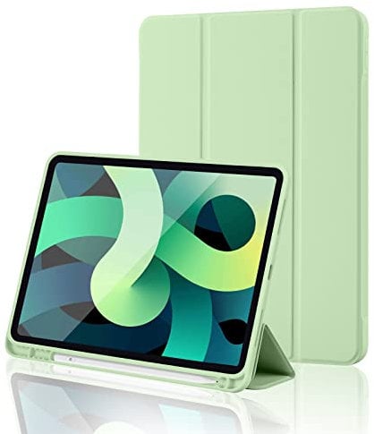 Custodia Cover per iPad (A16) 11 Generazione 11 Pollici 2025/iPad 10 Generazione 2022 iPad 10,9 con portapenne, Cover Tablet Sottile con Retro in Morbido TPU con Auto Svegliati/Sonno, Verde Matcha