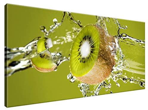 Estika Leinwand bilder - Kiwi im Wasser - 115x55 cm, 1 teilige kunstdruck - Wandbilder wohnzimmer, schlafzimmer, Moderne wanddeko, Bild auf leinwand - Küche, Restaurant bilder - 1144A_1AE