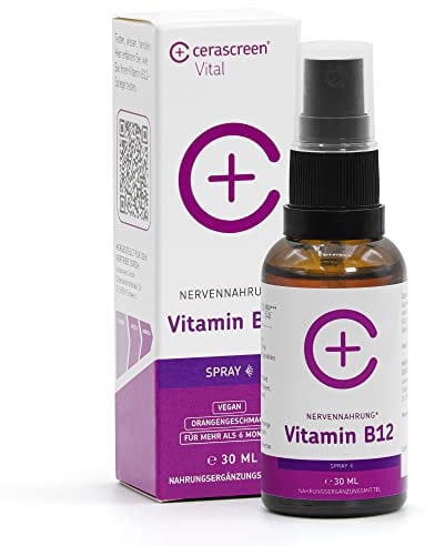 Cerascreen Vital Vitamin-B12-Spray 30ml (Methylcobalamin) | Orange | Hochdosiert & Vegan | Natürlicher Vitamin-Komplex für die Nerven | Gegen Müdigkeit und Erschöpfung | In Deutschland hergestellt