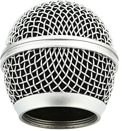 yehob Microphone Head Replace, Grille Ball with Inner Foam, Steel Mesh Replacement Heads for Shure SM58 (1pc), silver, (AU-85)