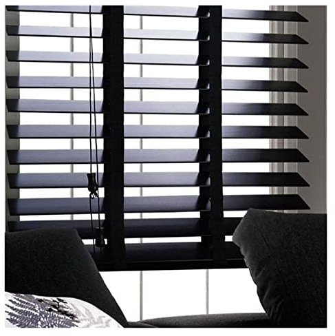 Jalousien 180cm 160cm 140cm 120cm 100cm 80cm 60cm Breite Jalousien aus Holz schwarz, 50mm Lamellen, horizontale Jalousien für Terrassentüren/Schlafzimmer/Küche ( Color : Black , Size : 120x160cm(47.2